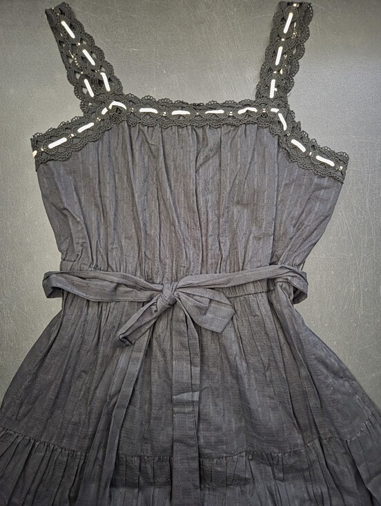 Anne Klein Dresses & Skirts - NWT- Anne Klein Lace Detail Cotton Tie Belt Stitching Accents Maxi Dress-Size 14